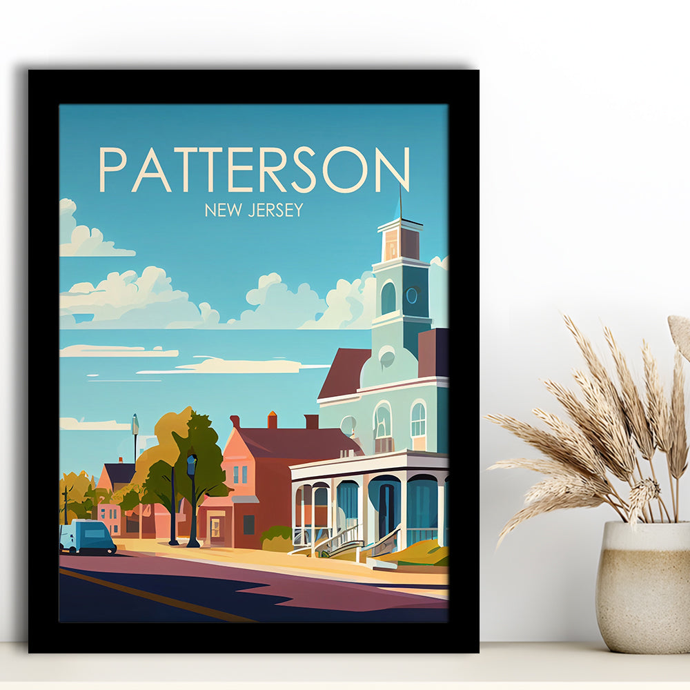 Patterson New Jersey Retro Art Print, Patterson City Wall Art, Framed Art Print, Picture Framed, Painting Art