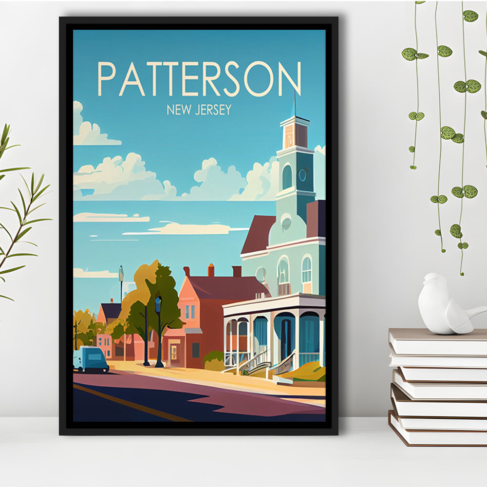 Patterson New Jersey Retro Art Print, Patterson City Wall Art, Floating Framed Canvas Print, Framed Picture, Painting Canvas