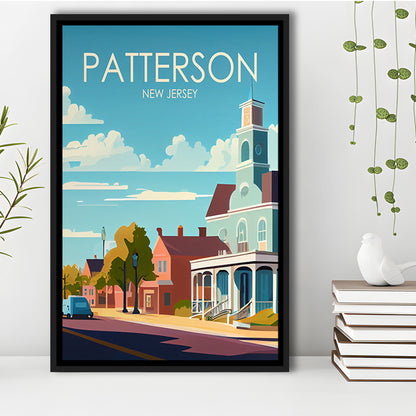 Patterson New Jersey Retro Art Print, Patterson City Wall Art, Floating Framed Canvas Print, Framed Picture, Painting Canvas