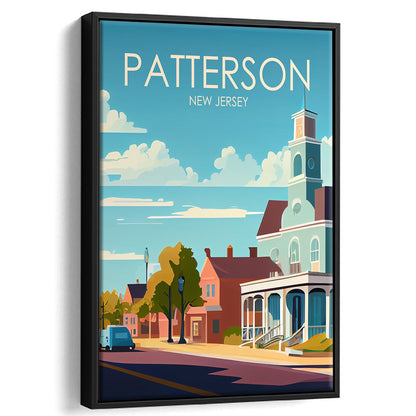 Patterson New Jersey Retro Art Print, Patterson City Wall Art, Floating Framed Canvas Print, Framed Picture, Painting Canvas