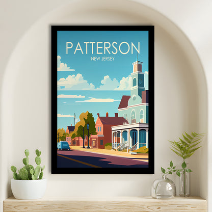 Patterson New Jersey Retro Art Print, Patterson City Wall Art, Framed Art Print, Picture Framed, Painting Art