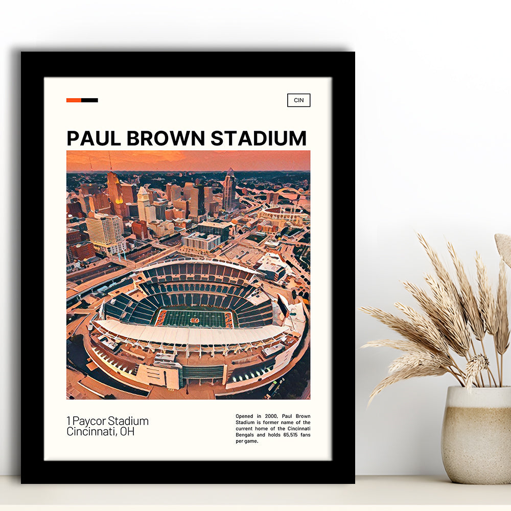 Paul Brown Stadium Print, Cincinnati Bengals Stadium Art, Gifts for him, Sport Art, Framed Art Print Wall Decor