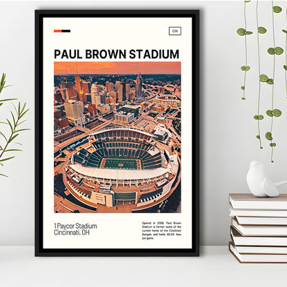 Paul Brown Stadium Print, Cincinnati Bengals Stadium Canvas Art, Man Cave Gift, Floating Framed Canvas Print Wall Art