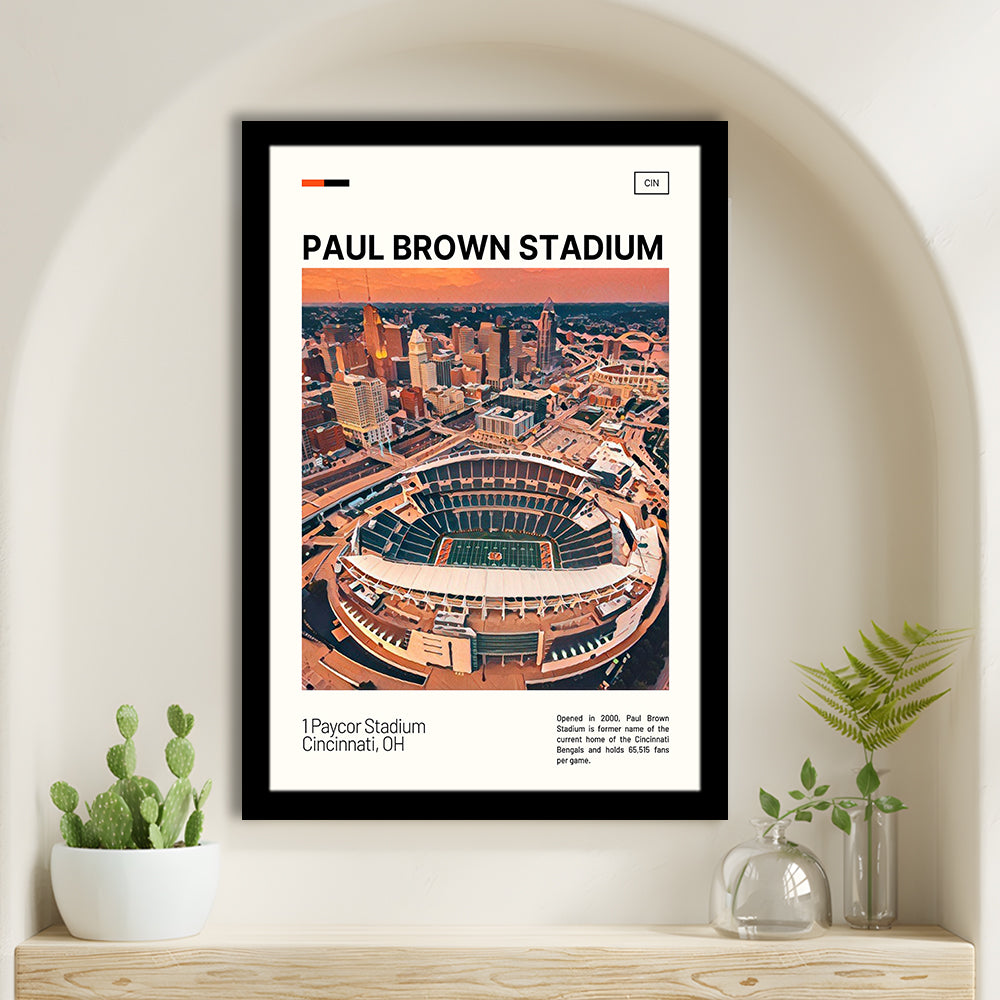 Paul Brown Stadium Print, Cincinnati Bengals Stadium Art, Gifts for him, Sport Art, Framed Art Print Wall Decor