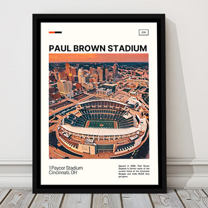 Paul Brown Stadium Print, Cincinnati Bengals Stadium Canvas Art, Man Cave Gift, Floating Framed Canvas Print Wall Art