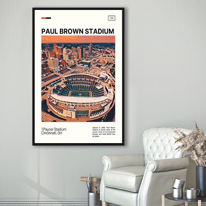 Paul Brown Stadium Print, Cincinnati Bengals Stadium Canvas Art, Man Cave Gift, Floating Framed Canvas Print Wall Art