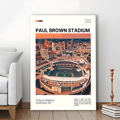 Paul Brown Stadium Print, Cincinnati Bengals Stadium Canvas Art, Fan Gifts, Sport Art, Canvas Print Wall Art