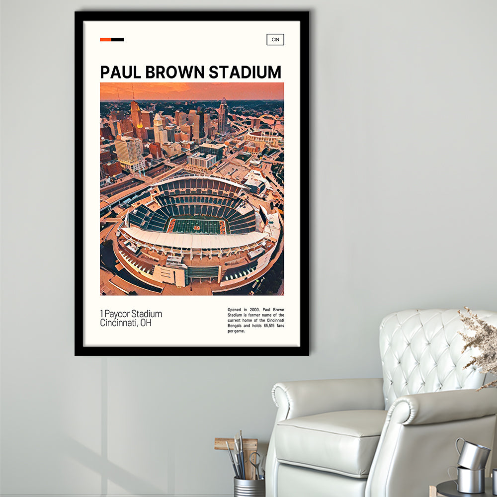 Paul Brown Stadium Print, Cincinnati Bengals Stadium Art, Gifts for him, Sport Art, Framed Art Print Wall Decor