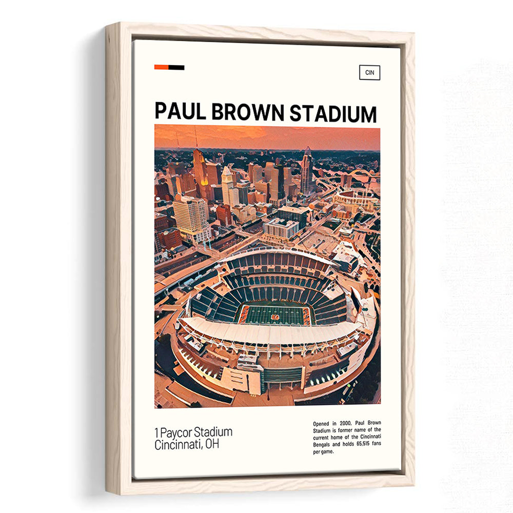 Paul Brown Stadium Print, Cincinnati Bengals Stadium Canvas Art, Man Cave Gift, Floating Framed Canvas Print Wall Art