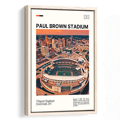 Paul Brown Stadium Print, Cincinnati Bengals Stadium Canvas Art, Man Cave Gift, Floating Framed Canvas Print Wall Art