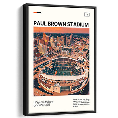 Paul Brown Stadium Print, Cincinnati Bengals Stadium Canvas Art, Man Cave Gift, Floating Framed Canvas Print Wall Art