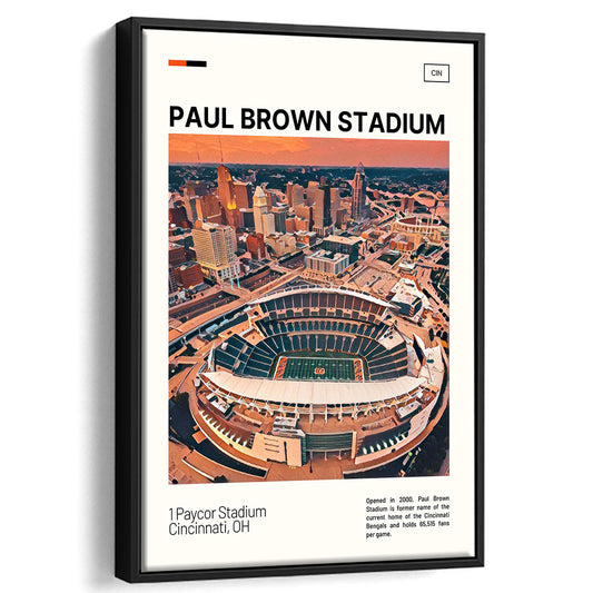 Paul Brown Stadium Print, Cincinnati Bengals Stadium Canvas Art, Man Cave Gift, Floating Framed Canvas Print Wall Art