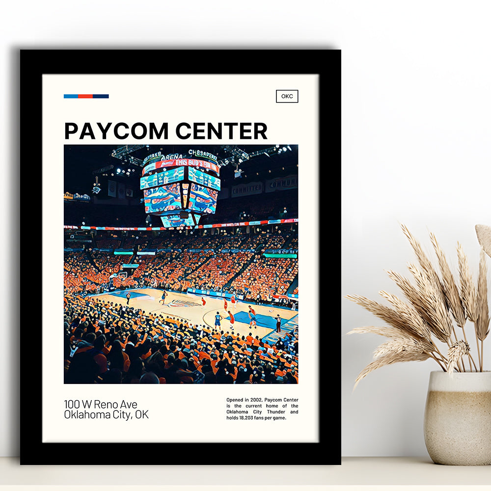 Paycom Center Print, Oklahoma City Thunder Stadium Art, Gifts for him, Sport Art, Framed Art Print Wall Decor