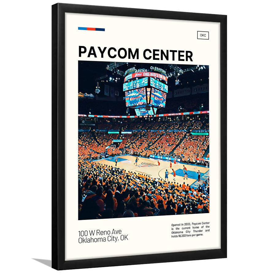 Paycom Center Print, Oklahoma City Thunder Stadium Art, Gifts for him, Sport Art, Framed Art Print Wall Decor