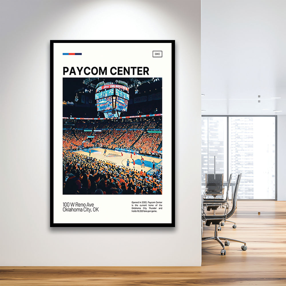 Paycom Center Print, Oklahoma City Thunder Stadium Art, Gifts for him, Sport Art, Framed Art Print Wall Decor