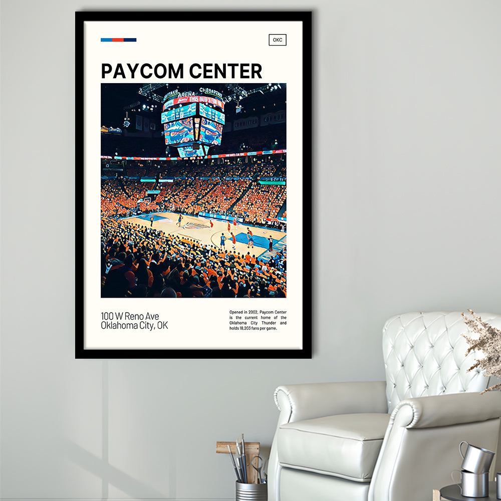 Paycom Center Print, Oklahoma City Thunder Stadium Art, Gifts for him, Sport Art, Framed Art Print Wall Decor