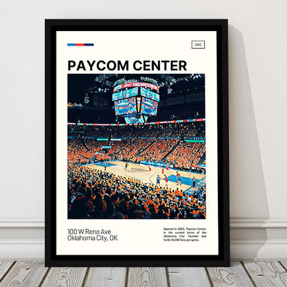 Paycom Center Print, Oklahoma City Thunder Stadium Canvas Art, Man Cave Gift, Floating Framed Canvas Print Wall Art