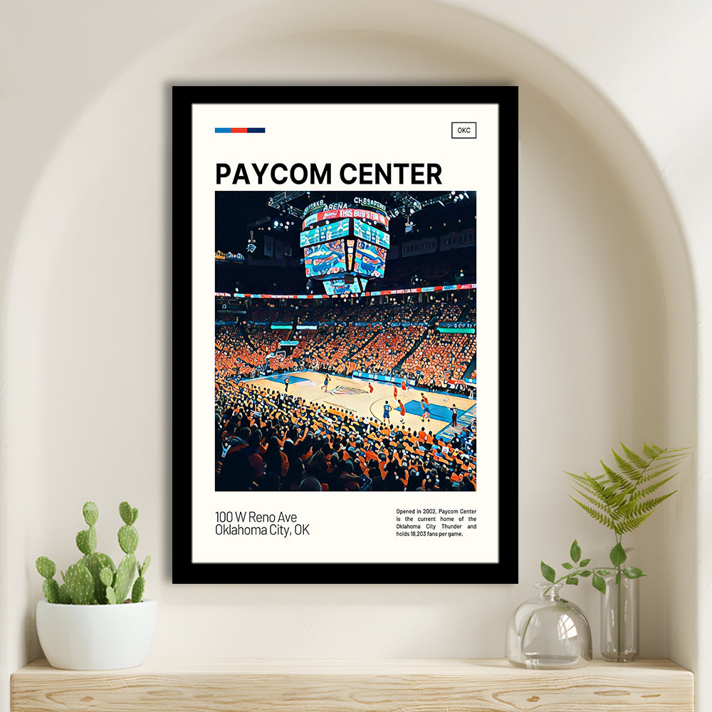 Paycom Center Print, Oklahoma City Thunder Stadium Art, Gifts for him, Sport Art, Framed Art Print Wall Decor