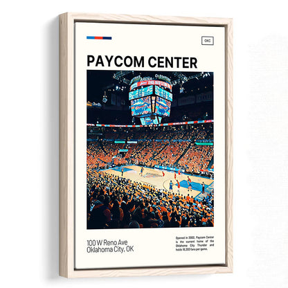 Paycom Center Print, Oklahoma City Thunder Stadium Canvas Art, Man Cave Gift, Floating Framed Canvas Print Wall Art