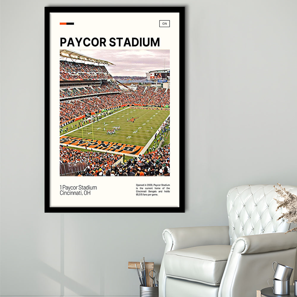 Paycor Stadium Print, Cincinnati Bengals Stadium Art, Gifts for him, Sport Art, Framed Art Print Wall Decor