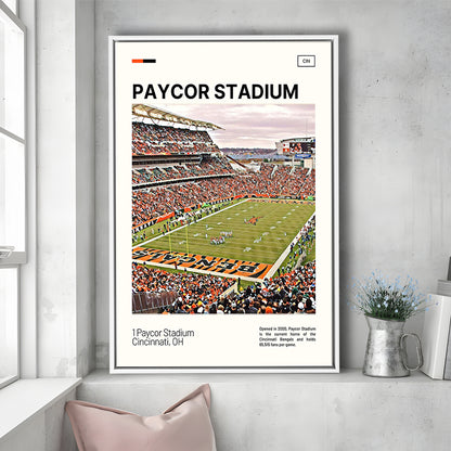 Paycor Stadium Print, Cincinnati Bengals Stadium Canvas Art, Man Cave Gift, Floating Framed Canvas Print Wall Art