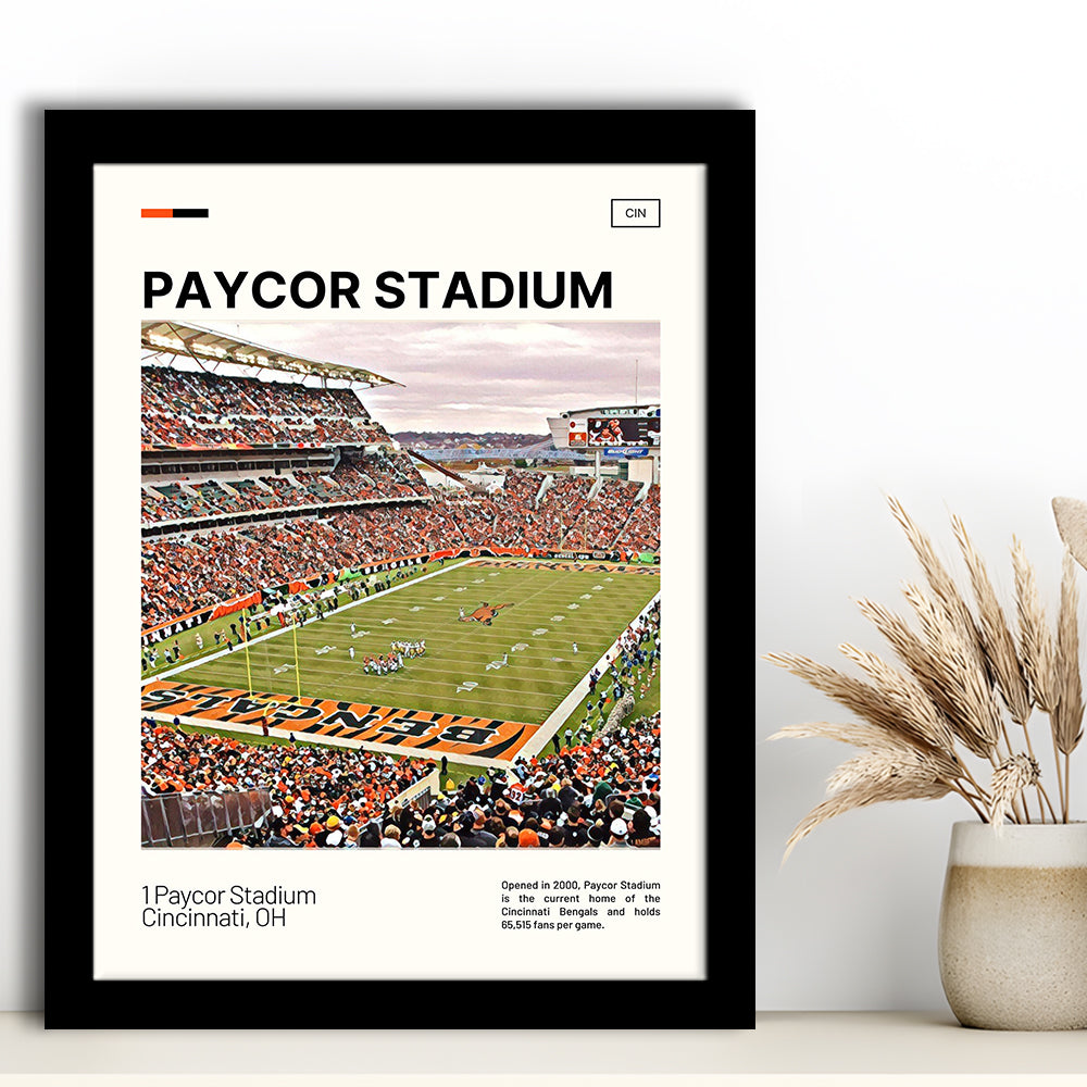 Paycor Stadium Print, Cincinnati Bengals Stadium Art, Gifts for him, Sport Art, Framed Art Print Wall Decor