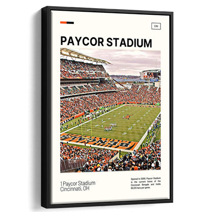 Paycor Stadium Print, Cincinnati Bengals Stadium Canvas Art, Man Cave Gift, Floating Framed Canvas Print Wall Art