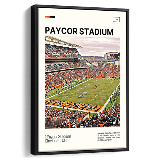 Paycor Stadium Print, Cincinnati Bengals Stadium Canvas Art, Man Cave Gift, Floating Framed Canvas Print Wall Art