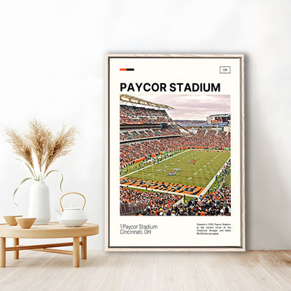 Paycor Stadium Print, Cincinnati Bengals Stadium Canvas Art, Man Cave Gift, Floating Framed Canvas Print Wall Art