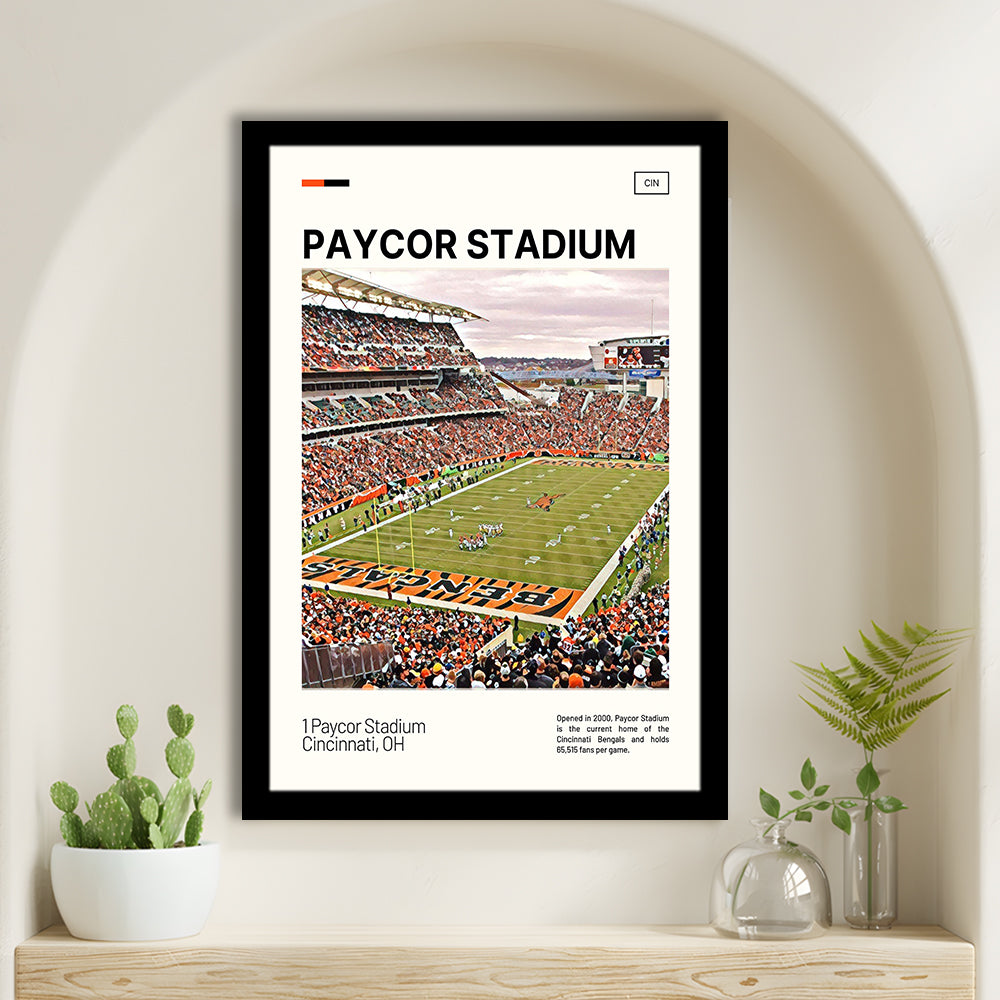 Paycor Stadium Print, Cincinnati Bengals Stadium Art, Gifts for him, Sport Art, Framed Art Print Wall Decor