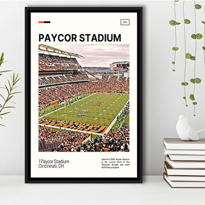 Paycor Stadium Print, Cincinnati Bengals Stadium Canvas Art, Man Cave Gift, Floating Framed Canvas Print Wall Art