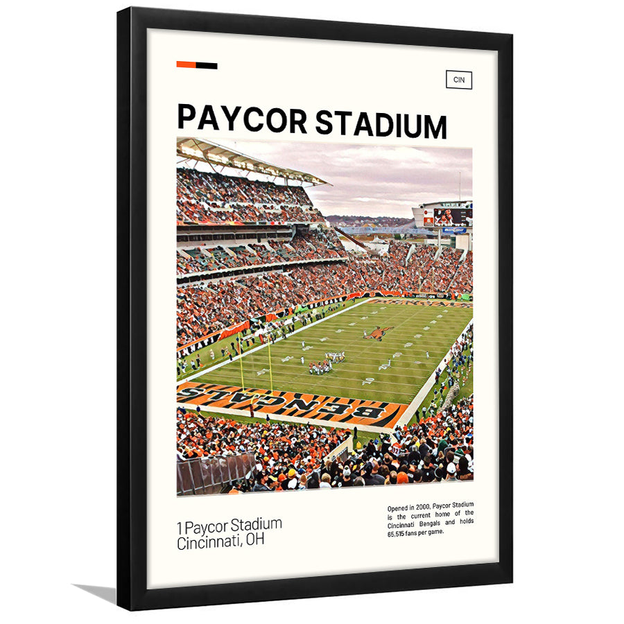 Paycor Stadium Print, Cincinnati Bengals Stadium Art, Gifts for him, Sport Art, Framed Art Print Wall Decor