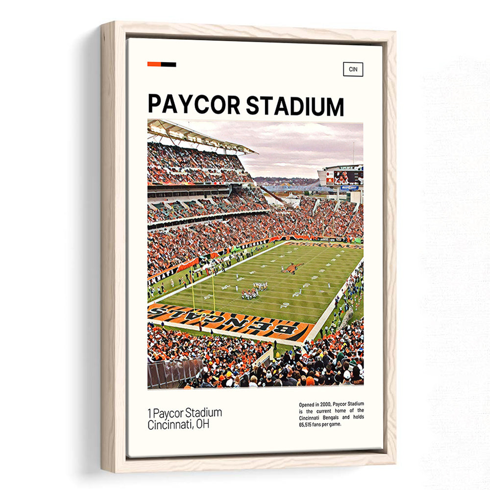 Paycor Stadium Print, Cincinnati Bengals Stadium Canvas Art, Man Cave Gift, Floating Framed Canvas Print Wall Art