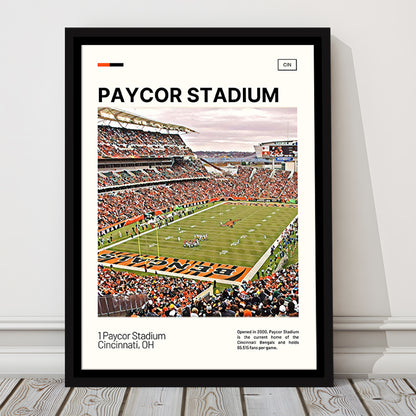 Paycor Stadium Print, Cincinnati Bengals Stadium Canvas Art, Man Cave Gift, Floating Framed Canvas Print Wall Art
