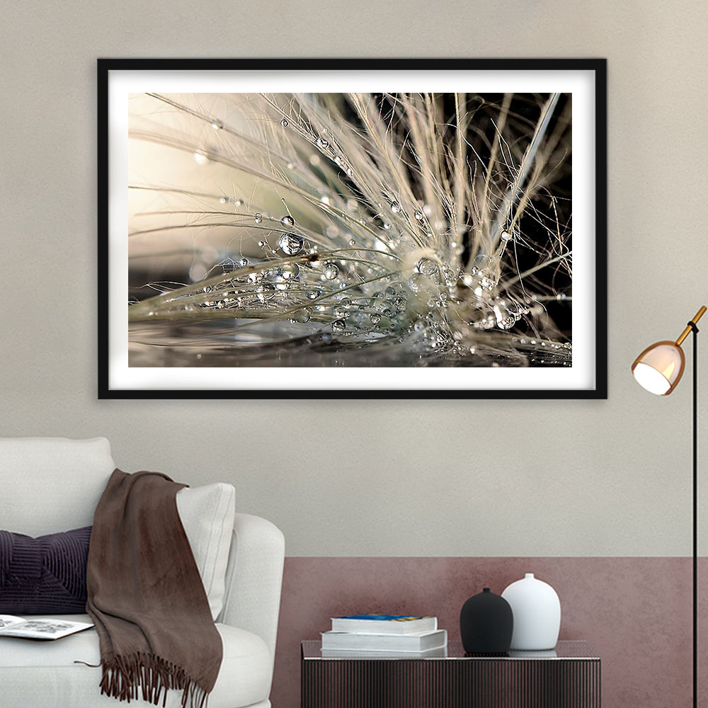 Pearls Large Stretched Floating Frame Wall Art Print, Framed Art Print White Border