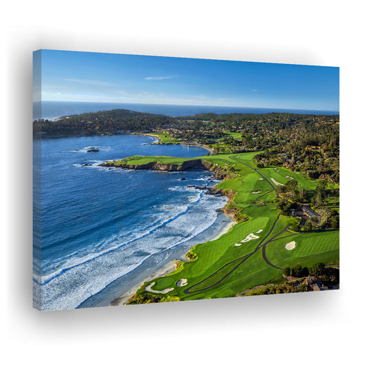 Pebble Beach Golf Links On A Clear Day Pebble Beach, California, Golf Art Print,Gifts Golf Lover