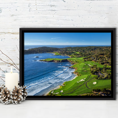 Pebble Beach Golf Links On A Clear Day Pebble Beach, California, Floating Framed Canvas Print Wall Art