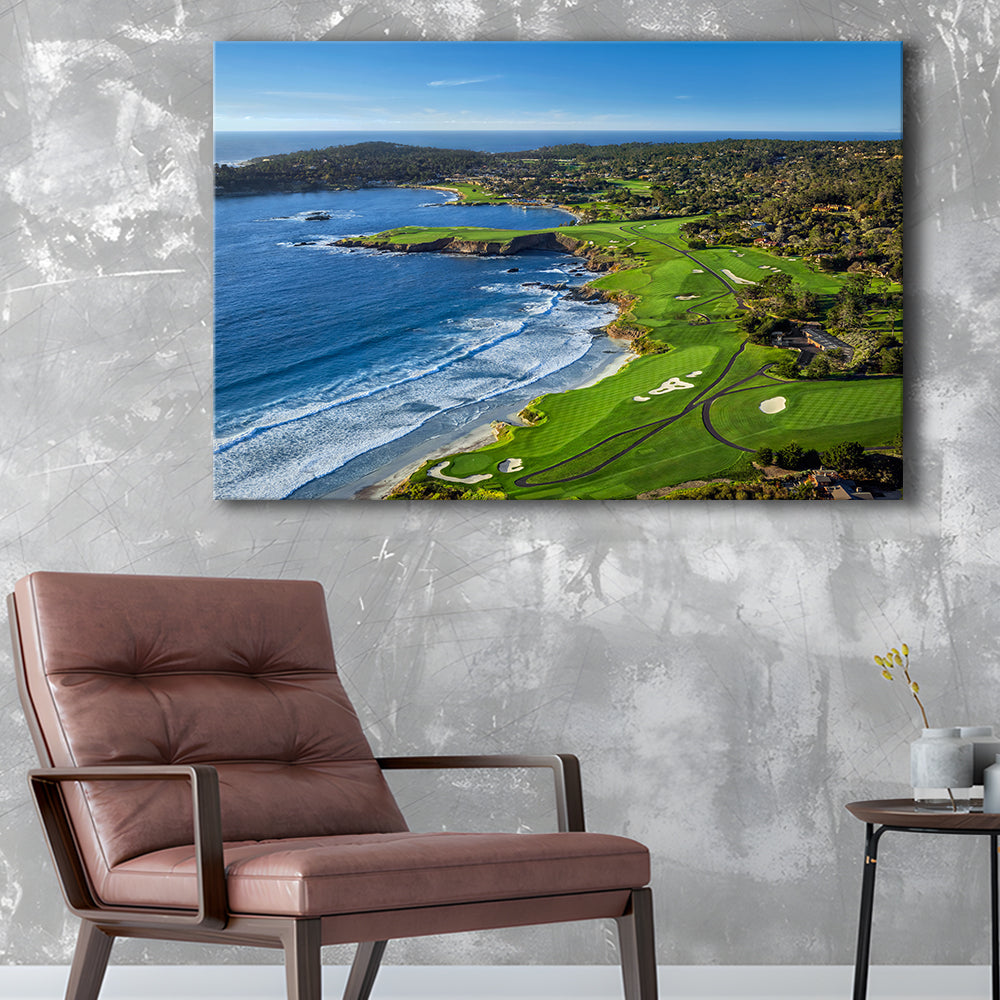 Pebble Beach Golf Links On A Clear Day Pebble Beach, California, Golf Art Print,Gifts Golf Lover