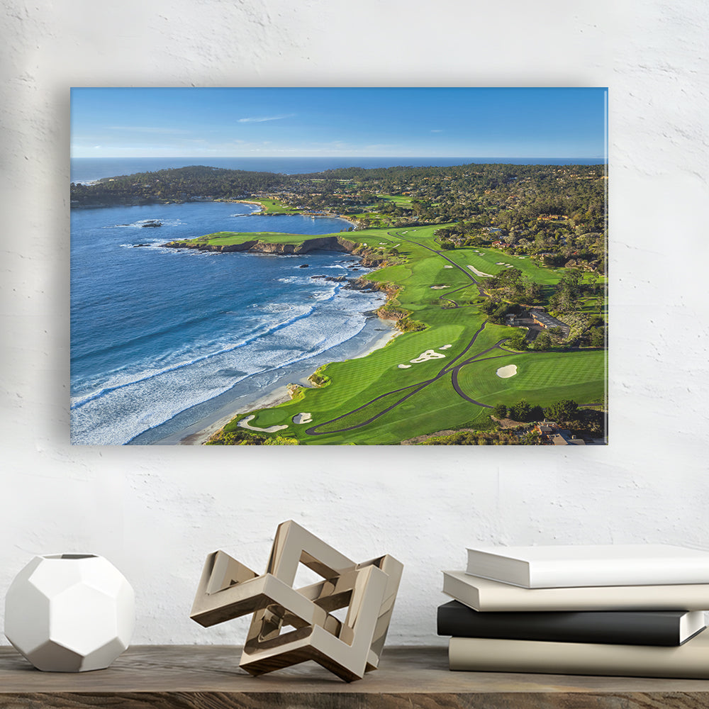 Pebble Beach Golf Links On A Clear Day Pebble Beach, California, Golf Art Print,Gifts Golf Lover