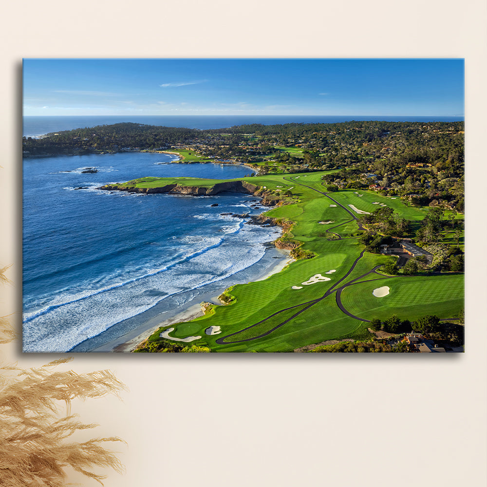 Pebble Beach Golf Links On A Clear Day Pebble Beach, California, Golf Art Print,Gifts Golf Lover