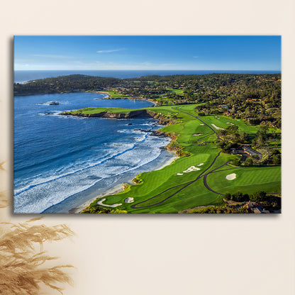 Pebble Beach Golf Links On A Clear Day Pebble Beach, California, Golf Art Print,Gifts Golf Lover