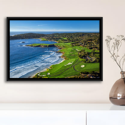 Pebble Beach Golf Links On A Clear Day Pebble Beach, California, Floating Framed Canvas Print Wall Art