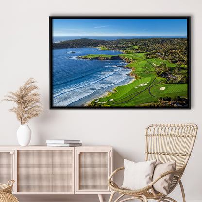 Pebble Beach Golf Links On A Clear Day Pebble Beach, California, Floating Framed Canvas Print Wall Art