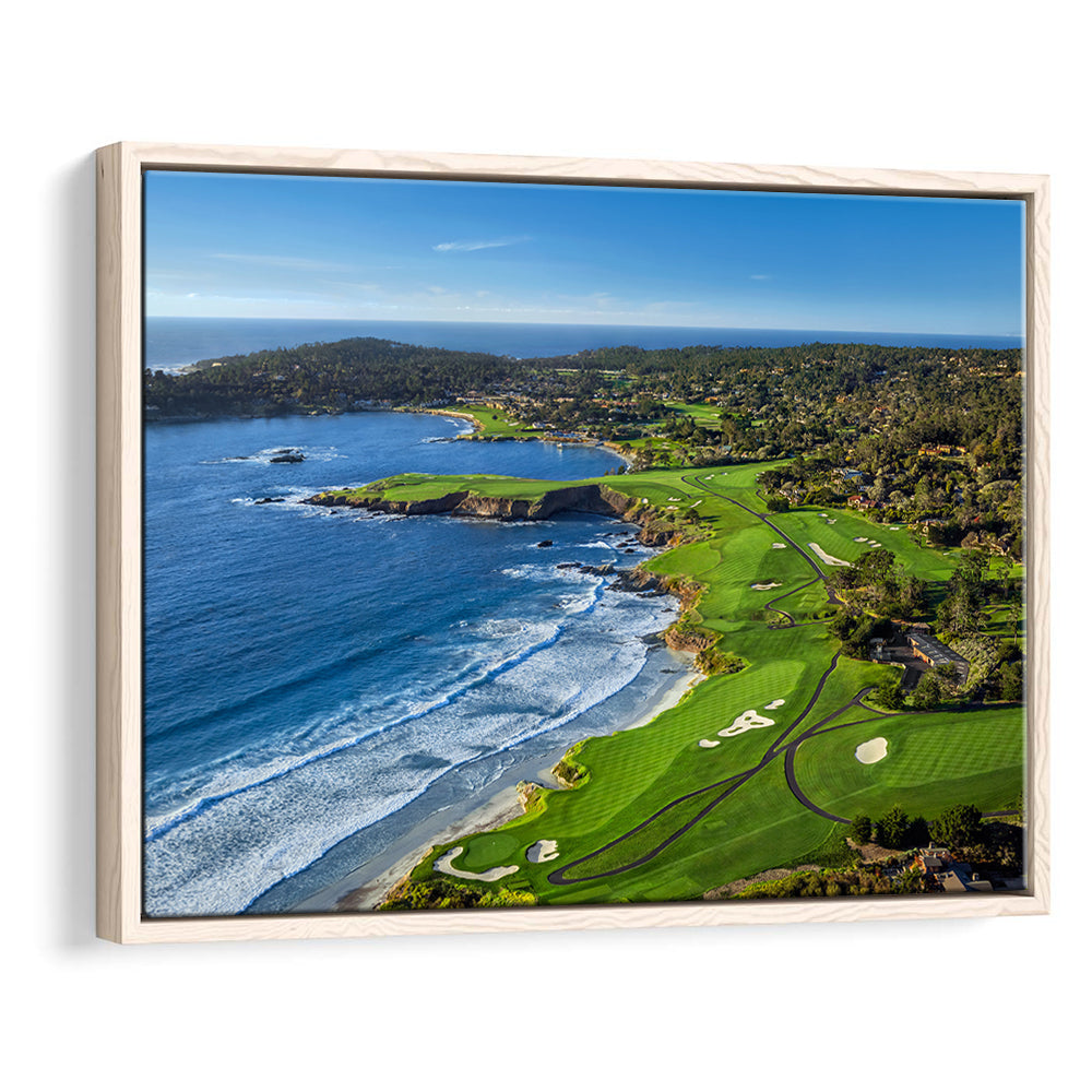 Pebble Beach Golf Links On A Clear Day Pebble Beach, California, Floating Framed Canvas Print Wall Art