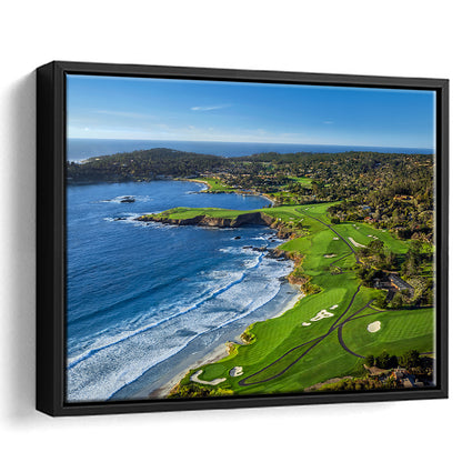 Pebble Beach Golf Links On A Clear Day Pebble Beach, California, Floating Framed Canvas Print Wall Art