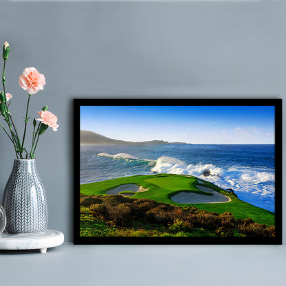 Pebble Beach Golf Links 07, Massive Monday Aerial At Califorlia, Framed Art Print Wall Decor, Picture Framed