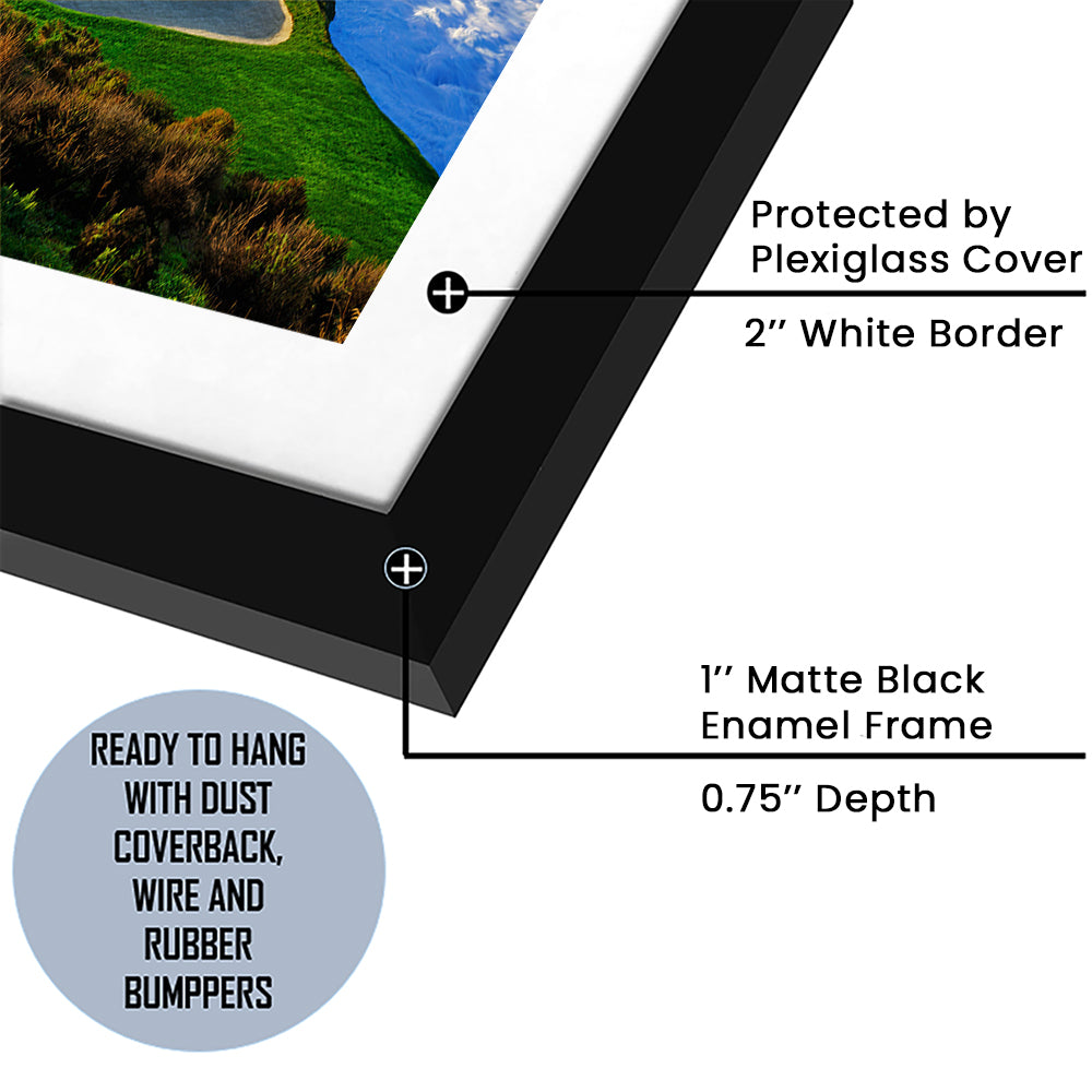 Pebble Beach Golf Links 07, Massive Monday Aerial At Califorlia, Goft Art Print, Framed Art Print White Border Wall Decor