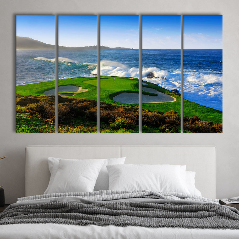 Pebble Beach Golf Links 07, Massive Monday Aerial At Califorlia, Golf Art Print, Extra Large Canvas Print Wall Art