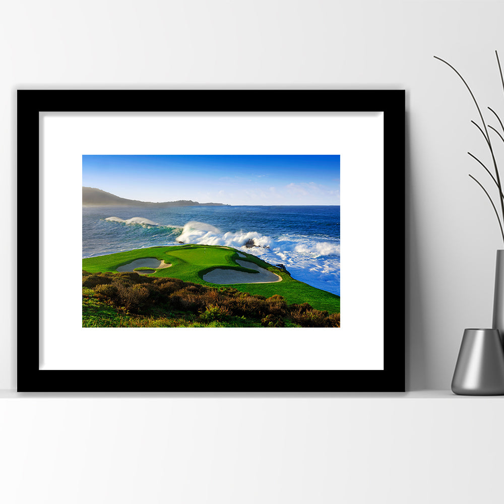 Pebble Beach Golf Links 07, Massive Monday Aerial At Califorlia, Goft Art Print, Framed Art Print White Border Wall Decor