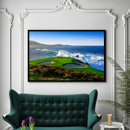 Pebble Beach Golf Links 07, Massive Monday Aerial At Califorlia, Framed Art Print Wall Decor, Picture Framed